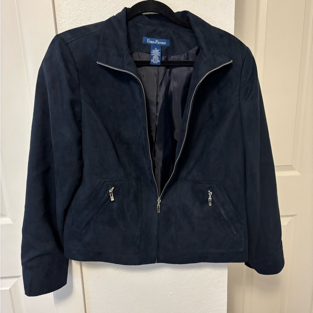 Evan Picone Blue Bomber Jacket for Casual Comfort
